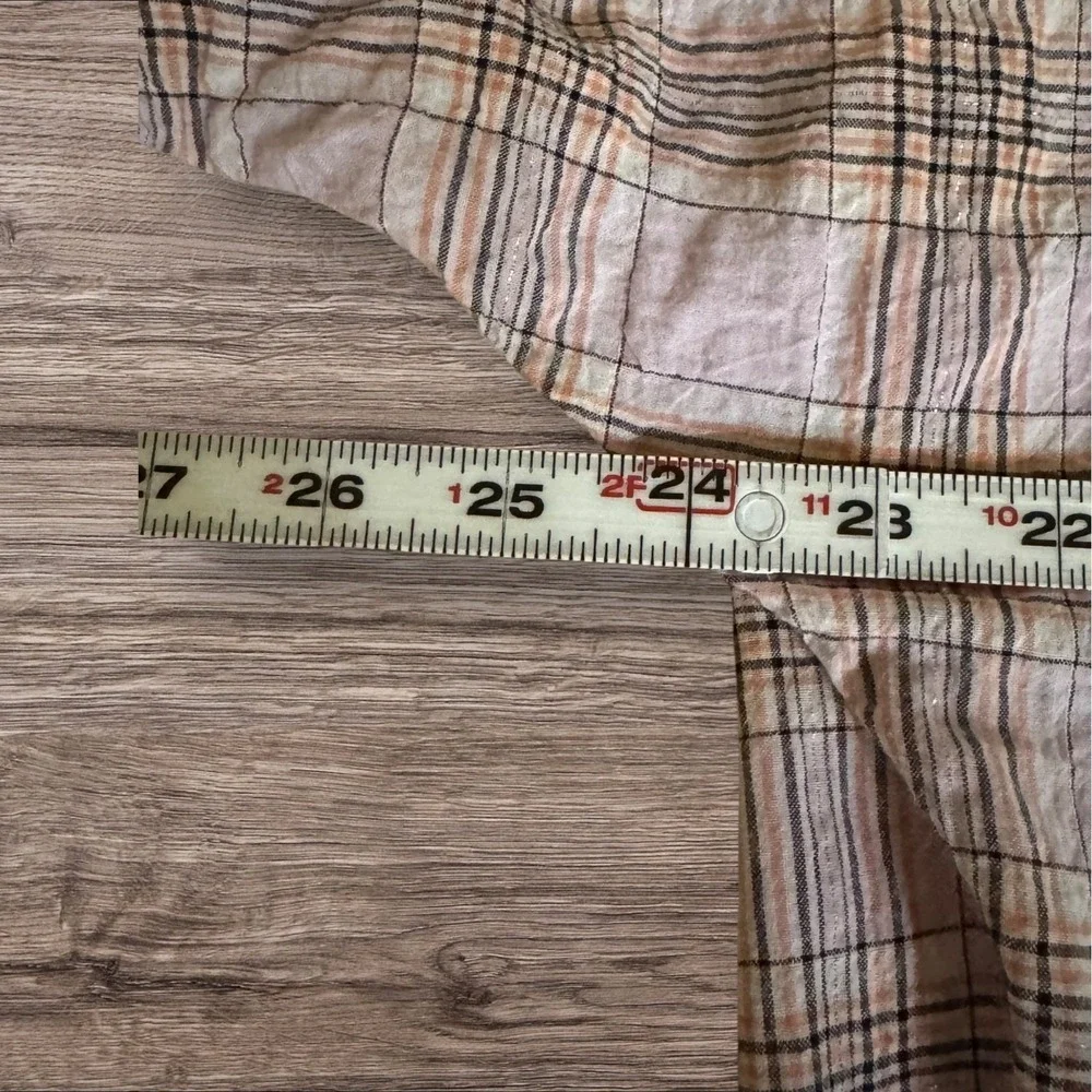 Splendid Short Sleeve Button Sleeve Button Up Shirt Pink Plaid Gauzy Fabric CUTE